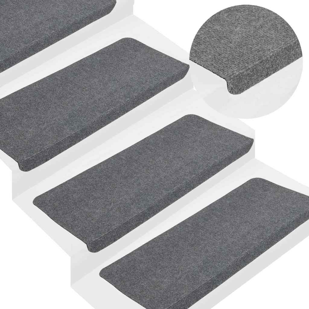 selvklæbende trappemåtter 15 stk. 65x24,5x3,5 cm grå
