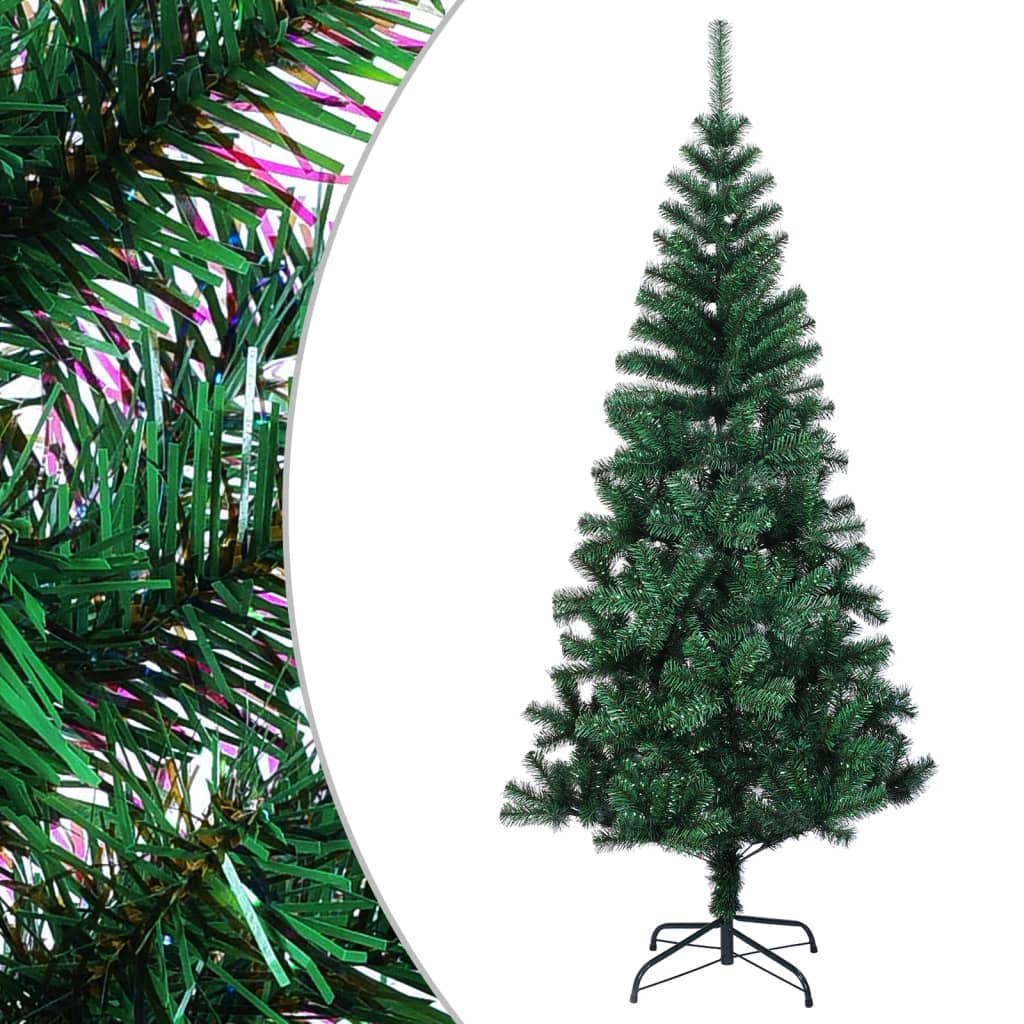 kunstigt juletræ med farverige grene 210 cm PVC grøn