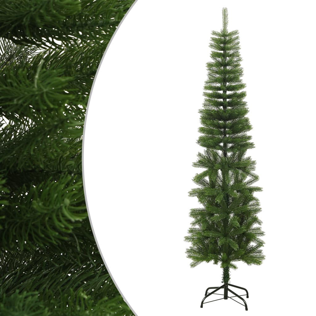 kunstigt smalt juletræ med juletræsfod 210 cm PE