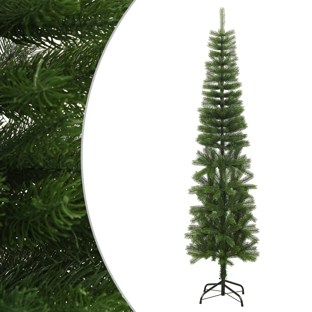 kunstigt smalt juletræ med juletræsfod 240 cm PE