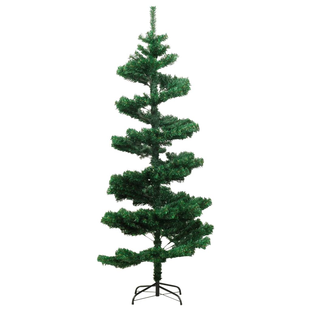 juletræ med lys og juletræsfod PVC 180 cm grøn