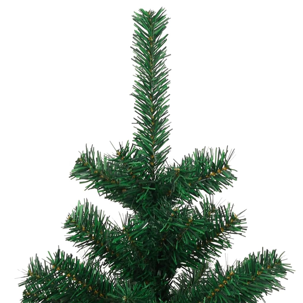 juletræ med lys og juletræsfod PVC 180 cm grøn