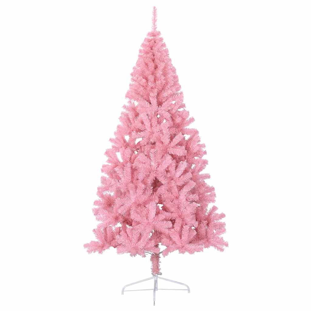 kunstigt halvt juletræ med juletræsfod 180 cm PVC pink