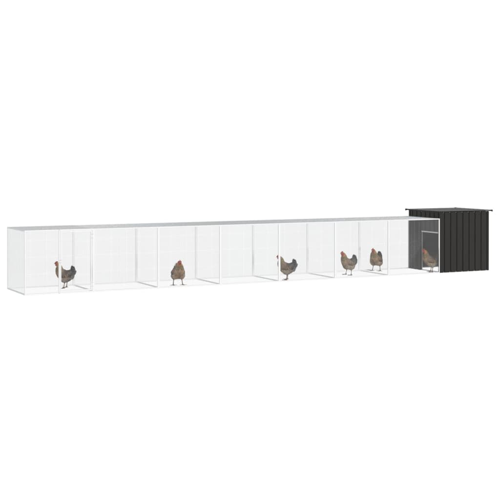 hønsegård 800x91x100 cm galvaniseret stål antracitgrå