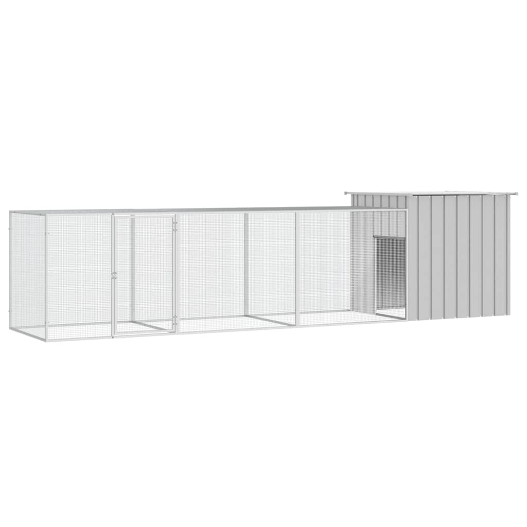 hønsehus 400x91x100 cm galvaniseret stål grå billede