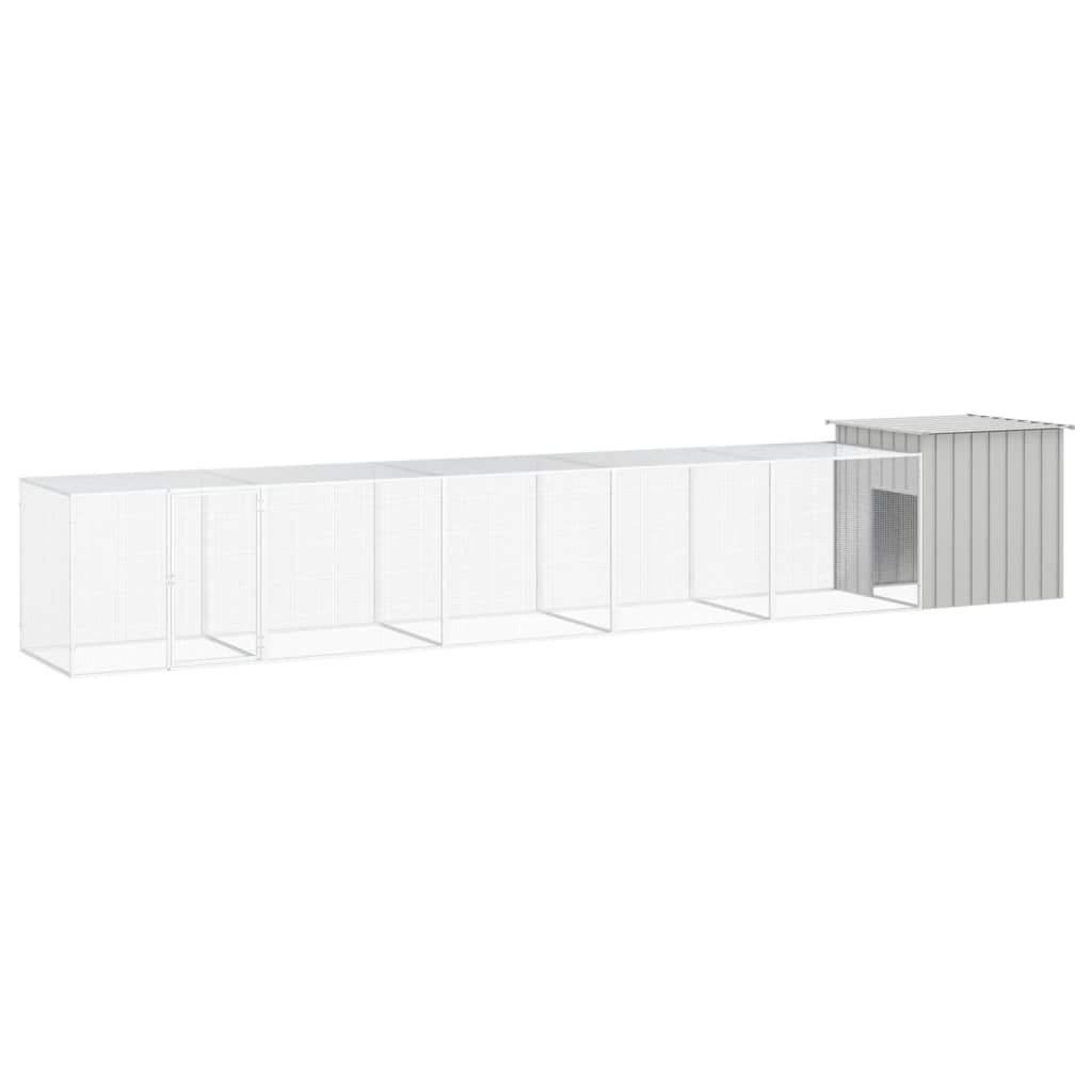 hønsehus 600x91x100 cm galvaniseret stål grå billede
