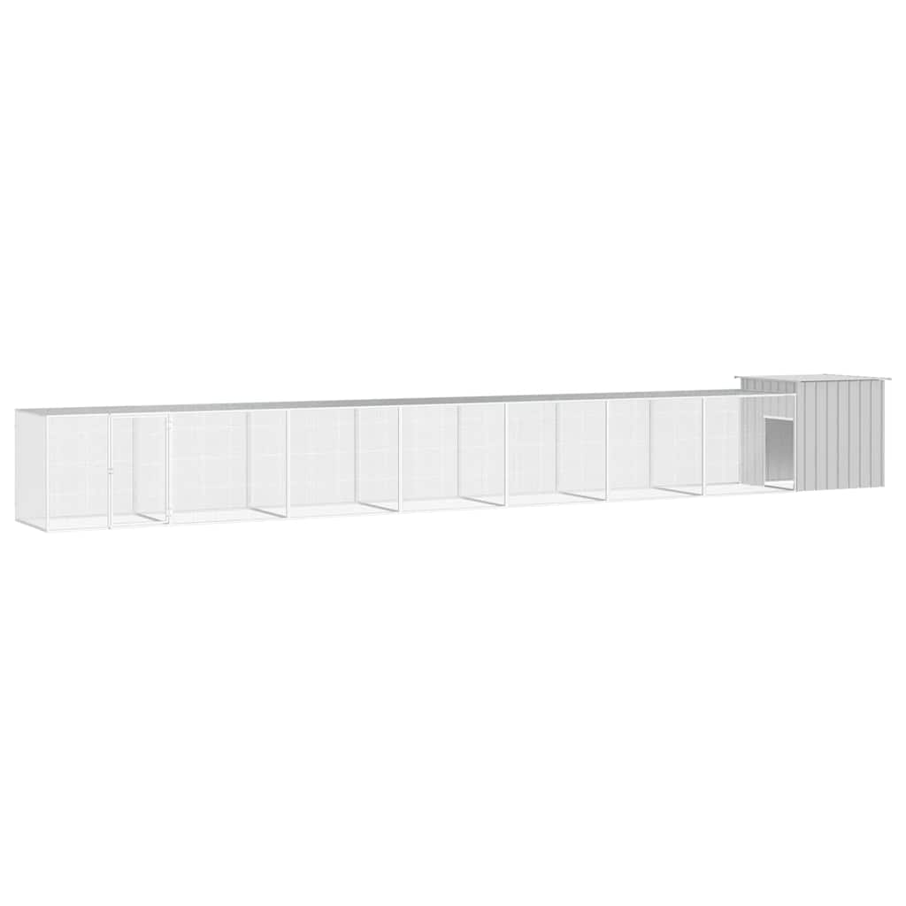 hønsehus 800x91x100 cm galvaniseret stål grå billede