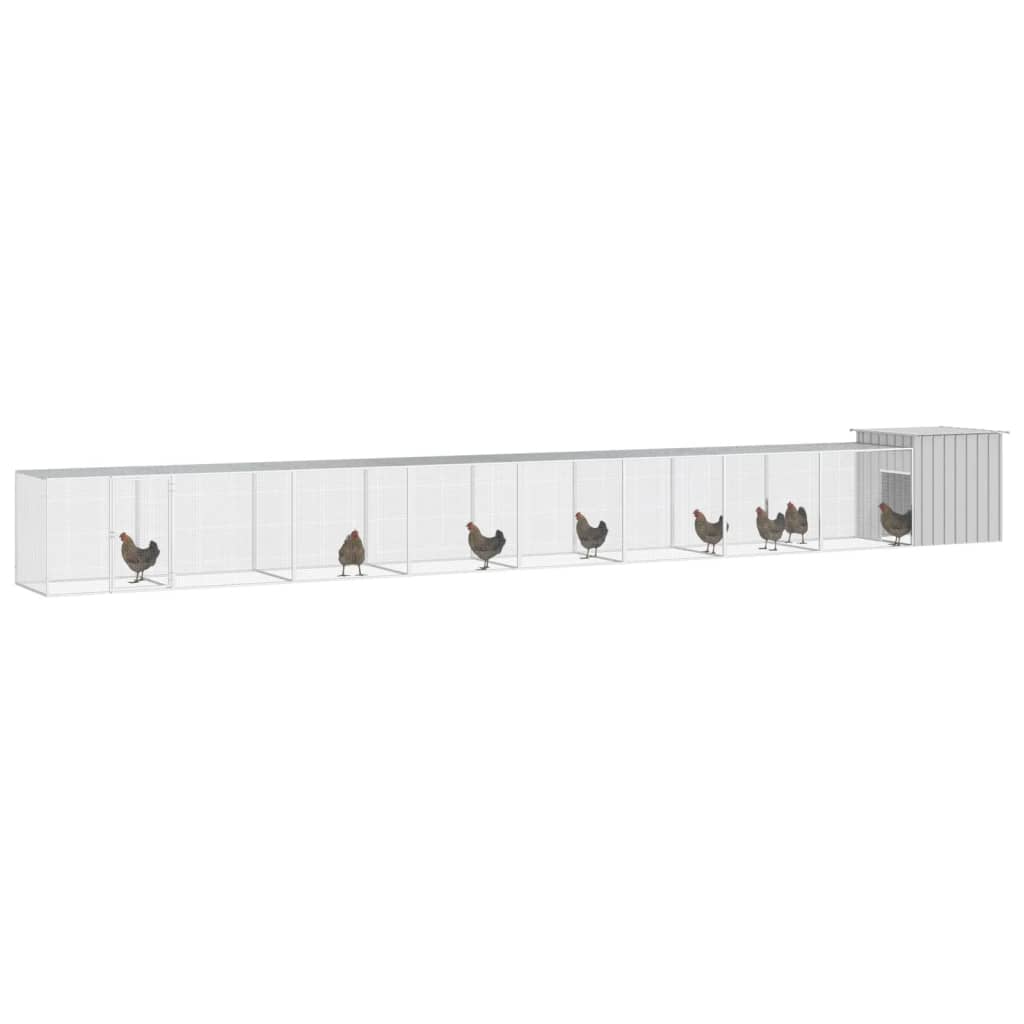 hønsehus 900x91x100 cm galvaniseret stål grå