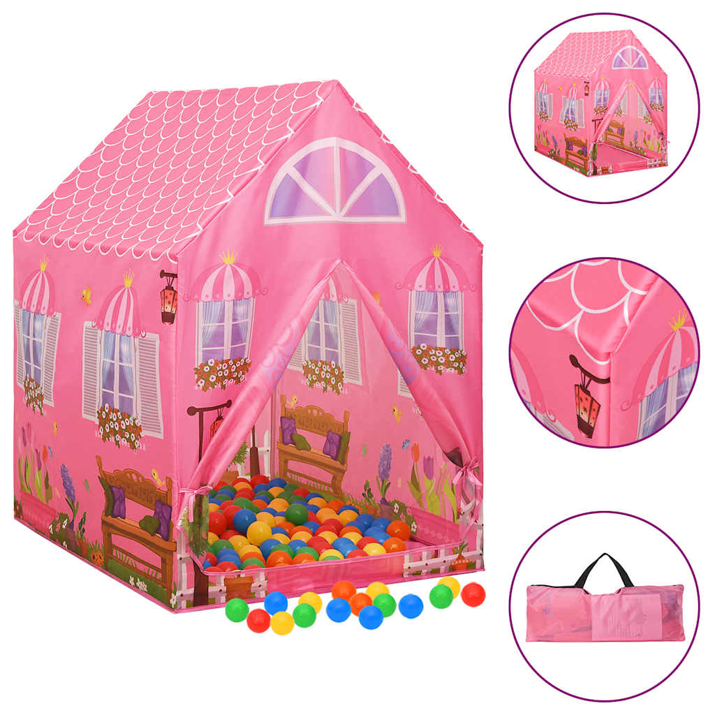 legetelt til børn 69x94x104 cm med 250 bolde pink billede