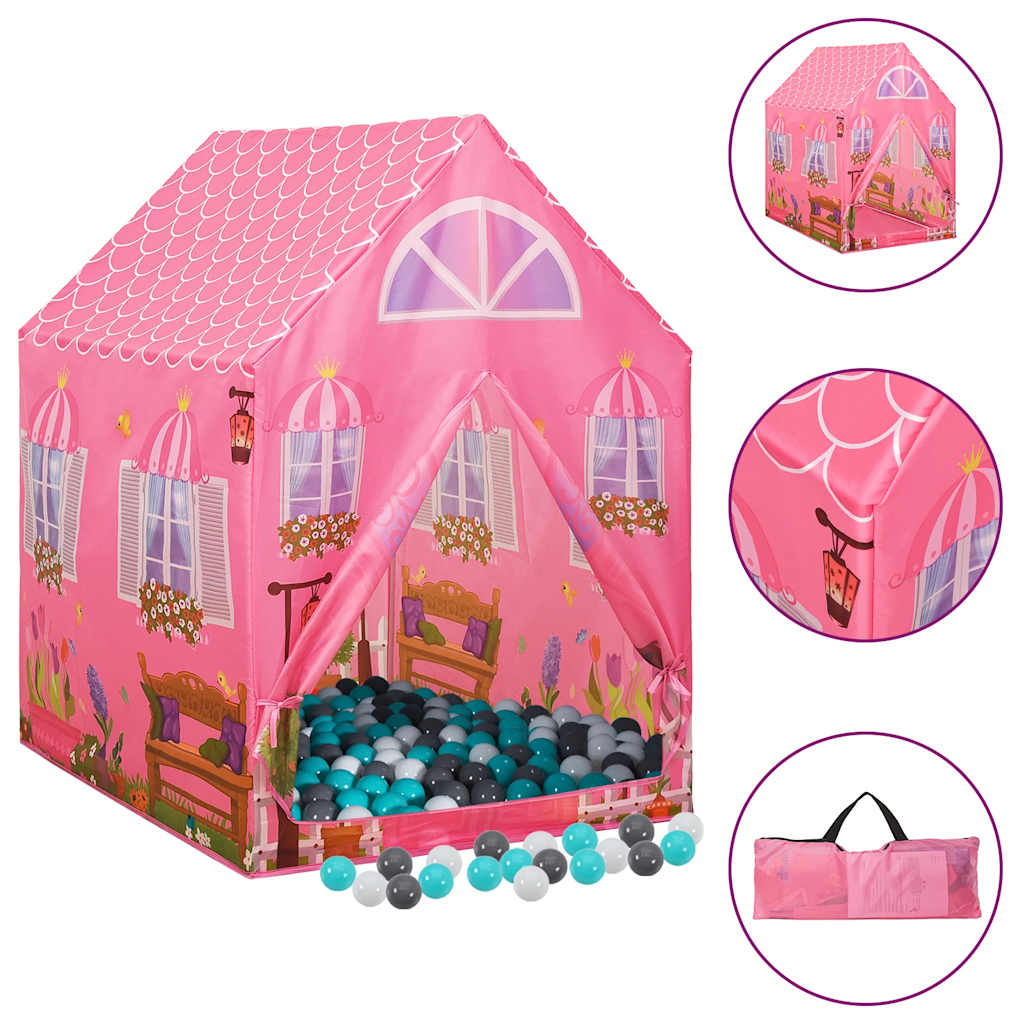 legetelt til børn 69x94x104 cm med 250 bolde pink billede