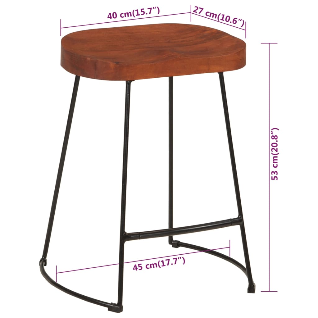 Gavin-barstole 2 stk. 45x38x53 cm massivt mangotræ