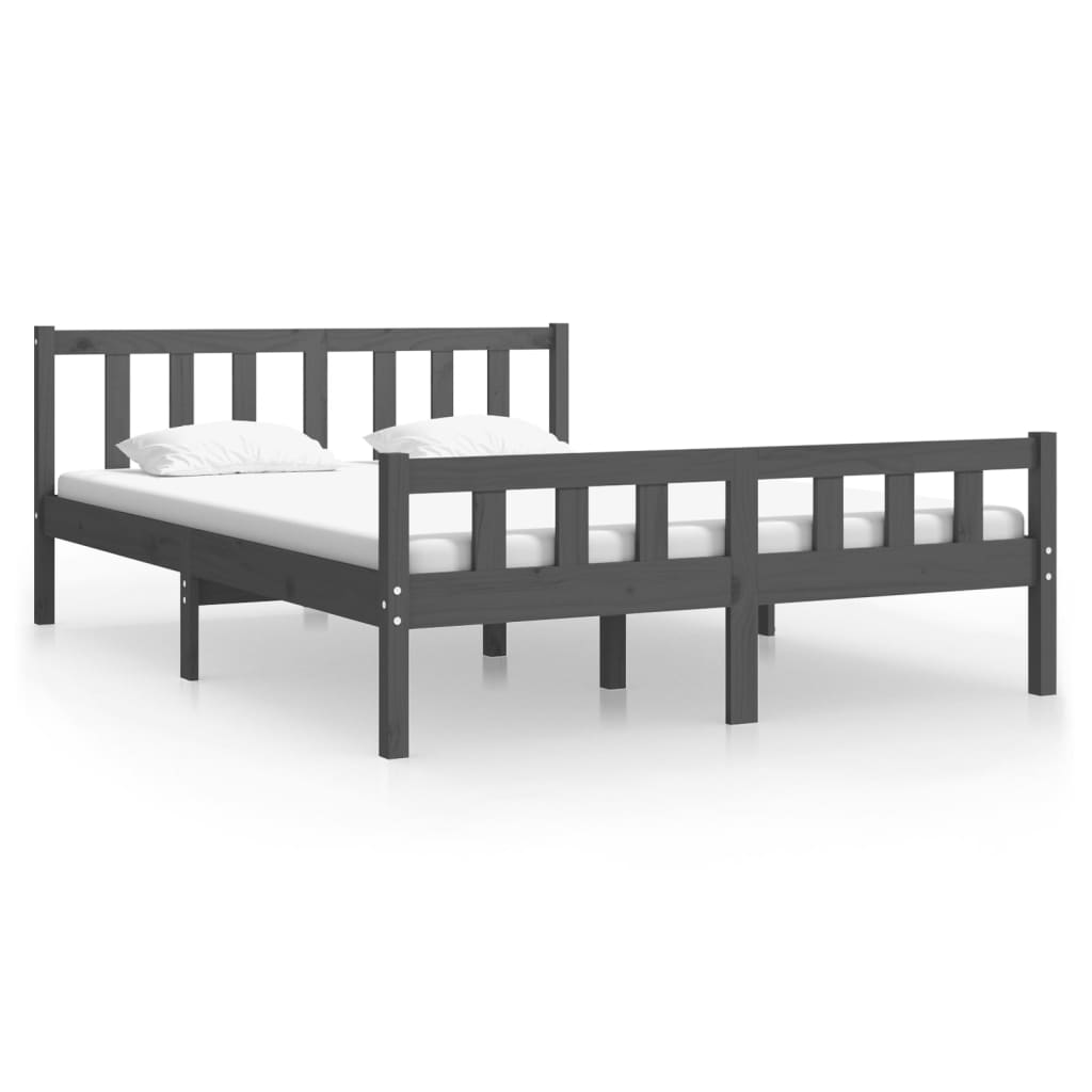 sengeramme 140x190 cm massivt træ grå