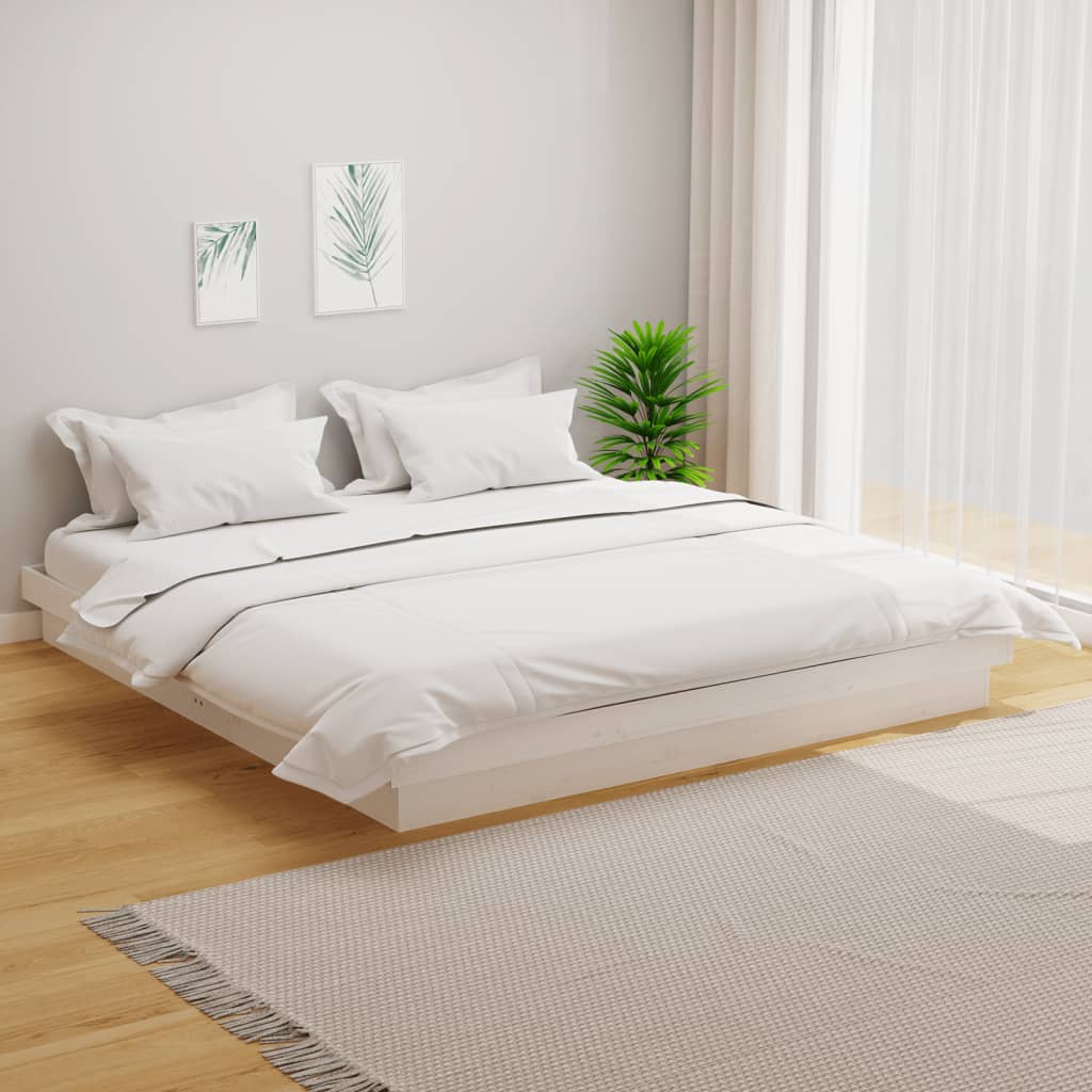 sengeramme 200x200 cm massivt træ hvid