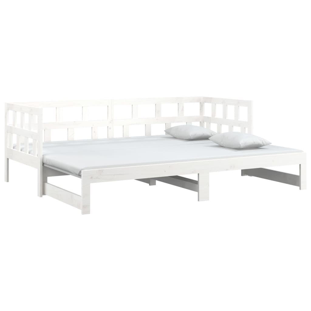 daybed med udtræk 2x(80x200) cm massivt fyrretræ hvid