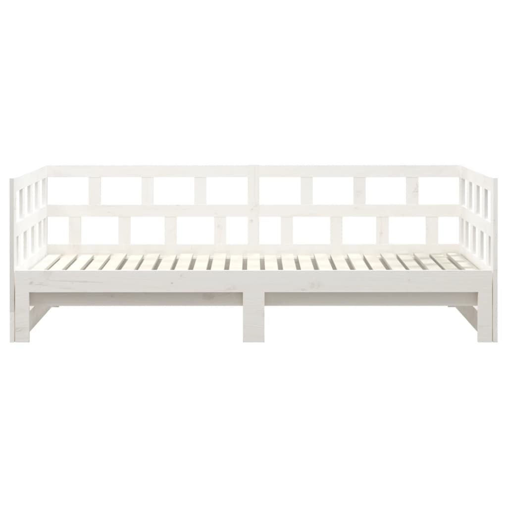 daybed med udtræk 2x(80x200) cm massivt fyrretræ hvid