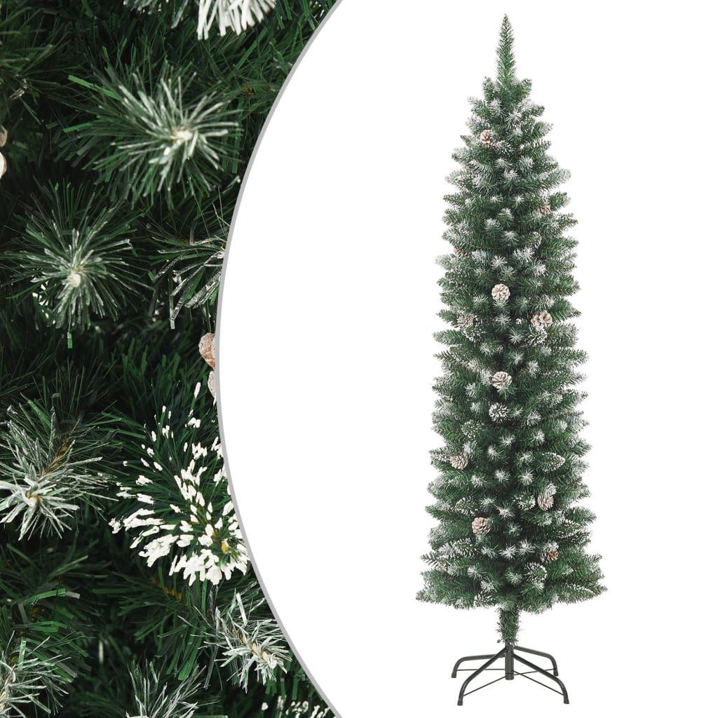 kunstigt smalt juletræ med juletræsfod 240 cm PVC