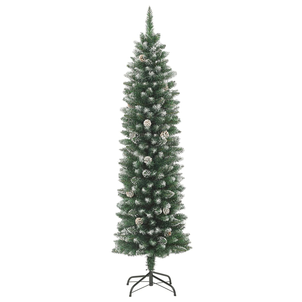 kunstigt smalt juletræ med juletræsfod 240 cm PVC