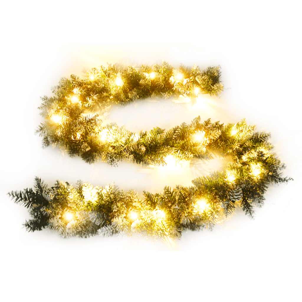 juleguirlande med LED-lys 2,7 m PVC grøn