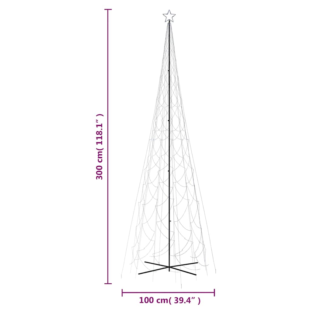 kegleformet juletræ 230x800 cm 3000 LED'er blåt lys