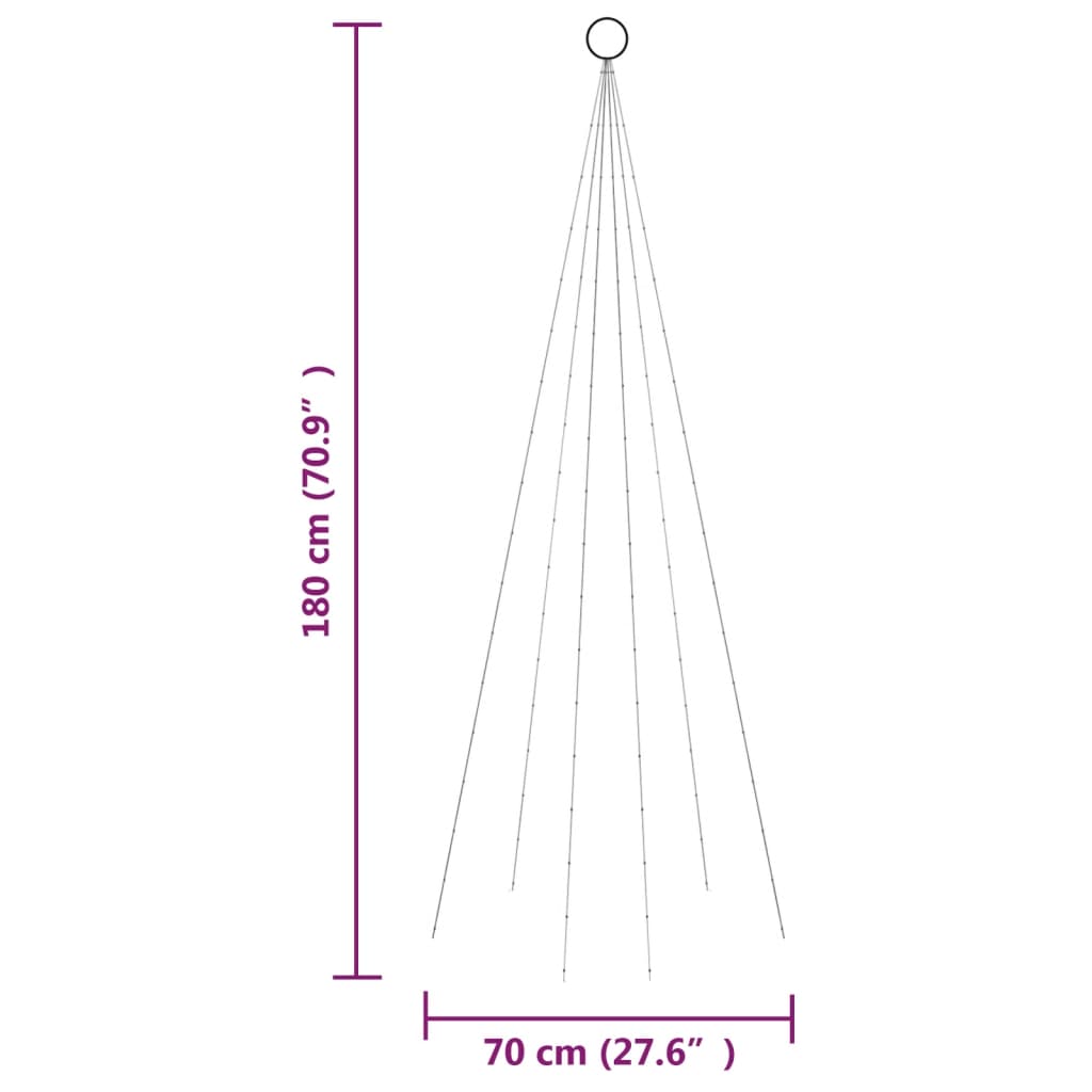 juletræ til flagstang 108 LED'er 180 cm varmt hvidt lys