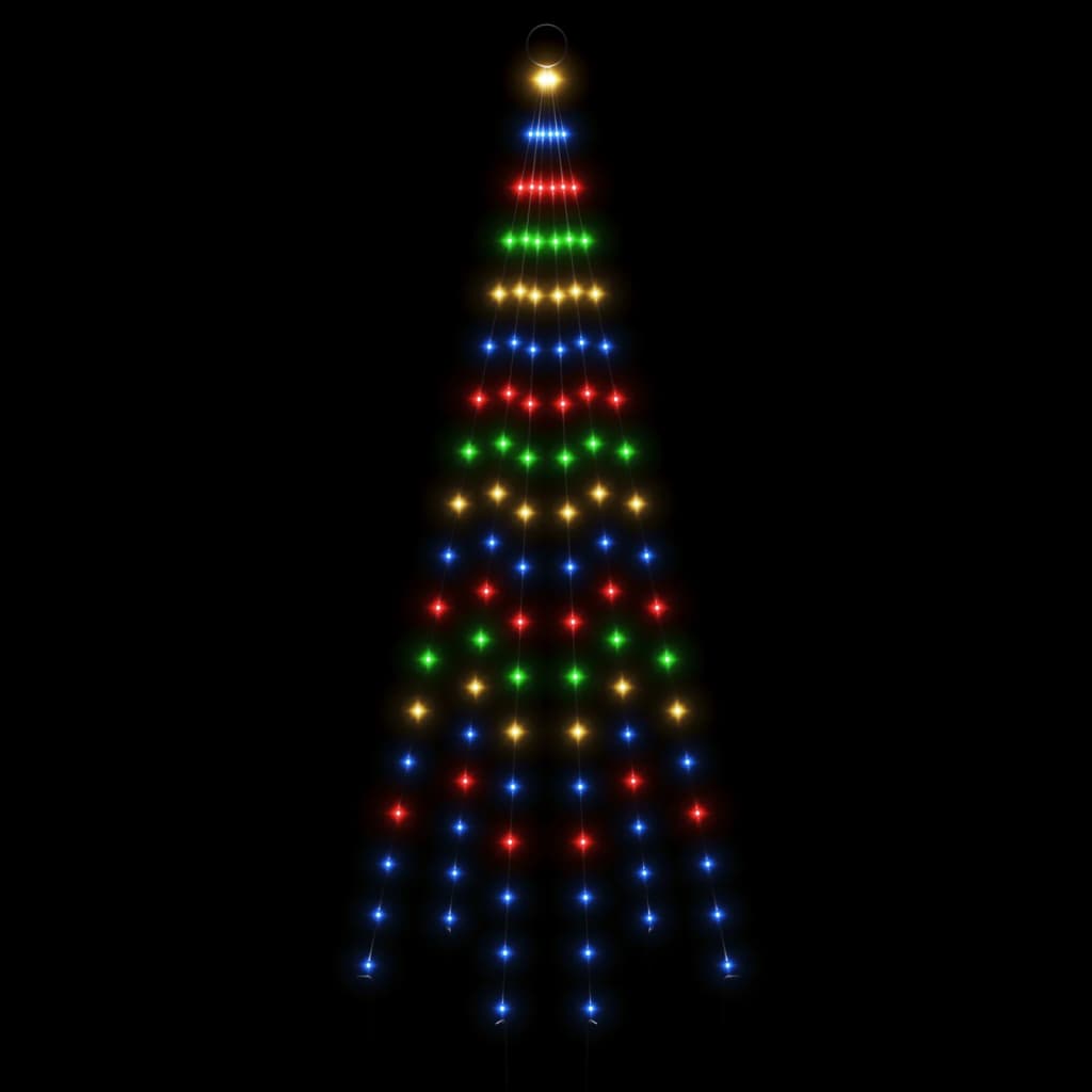 juletræ til flagstang 108 LED'er 180 cm farverigt lys