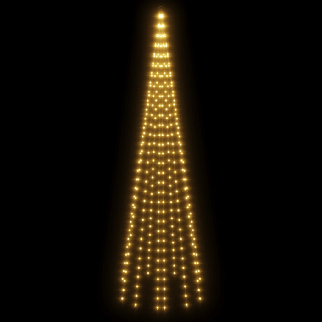 juletræ til flagstang 310 LED'er 300 cm varmt hvidt lys