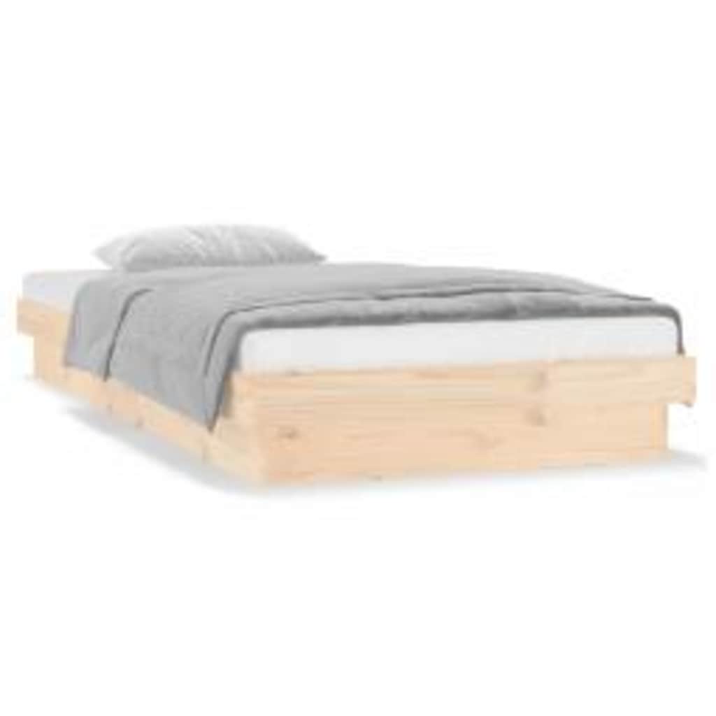 sengeramme med LED-lys 100x200 cm massivt træ