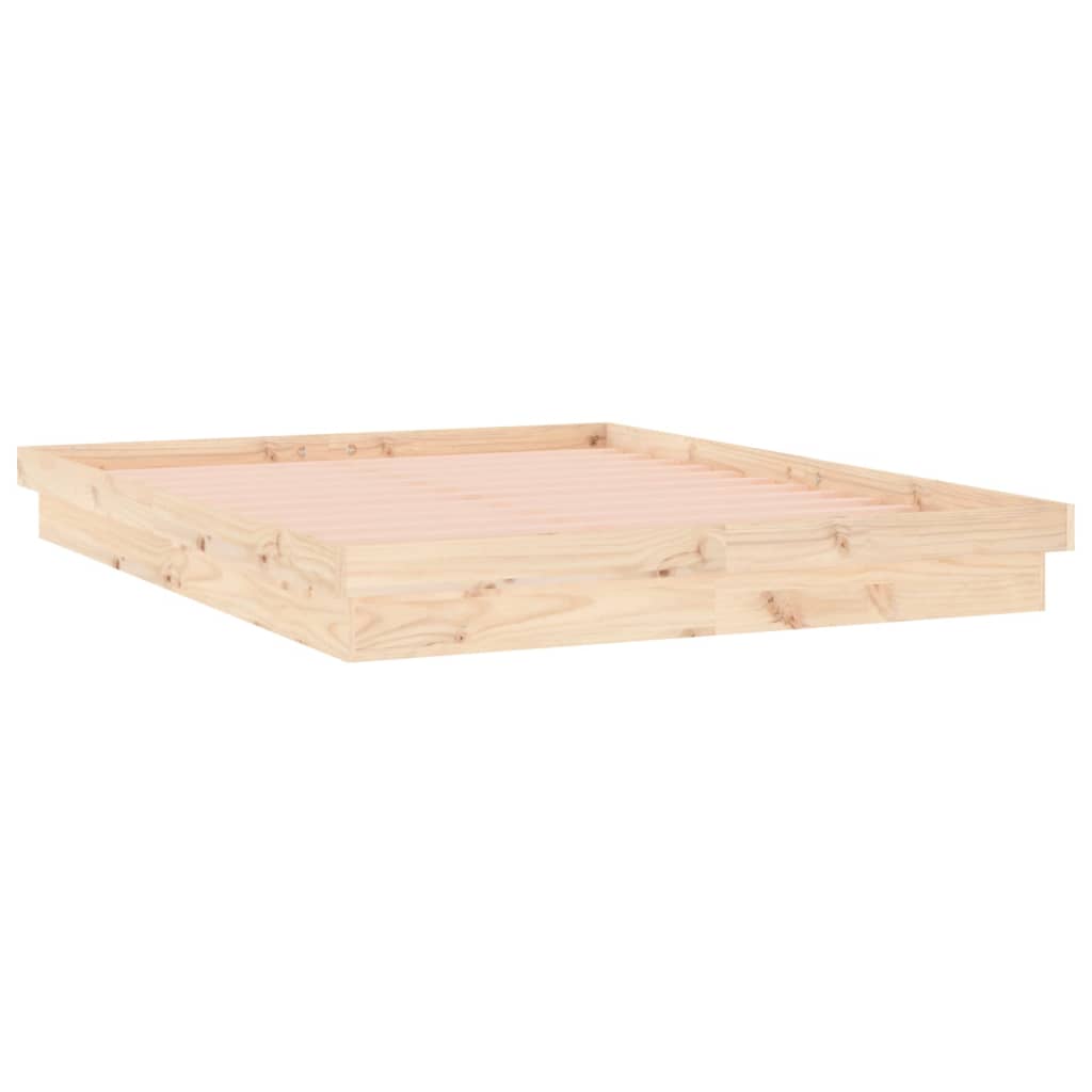 sengeramme med LED-lys 120x200 cm massivt træ