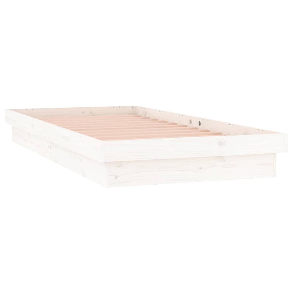 sengeramme med LED-lys 75x190 cm Small Single massivt træ hvid