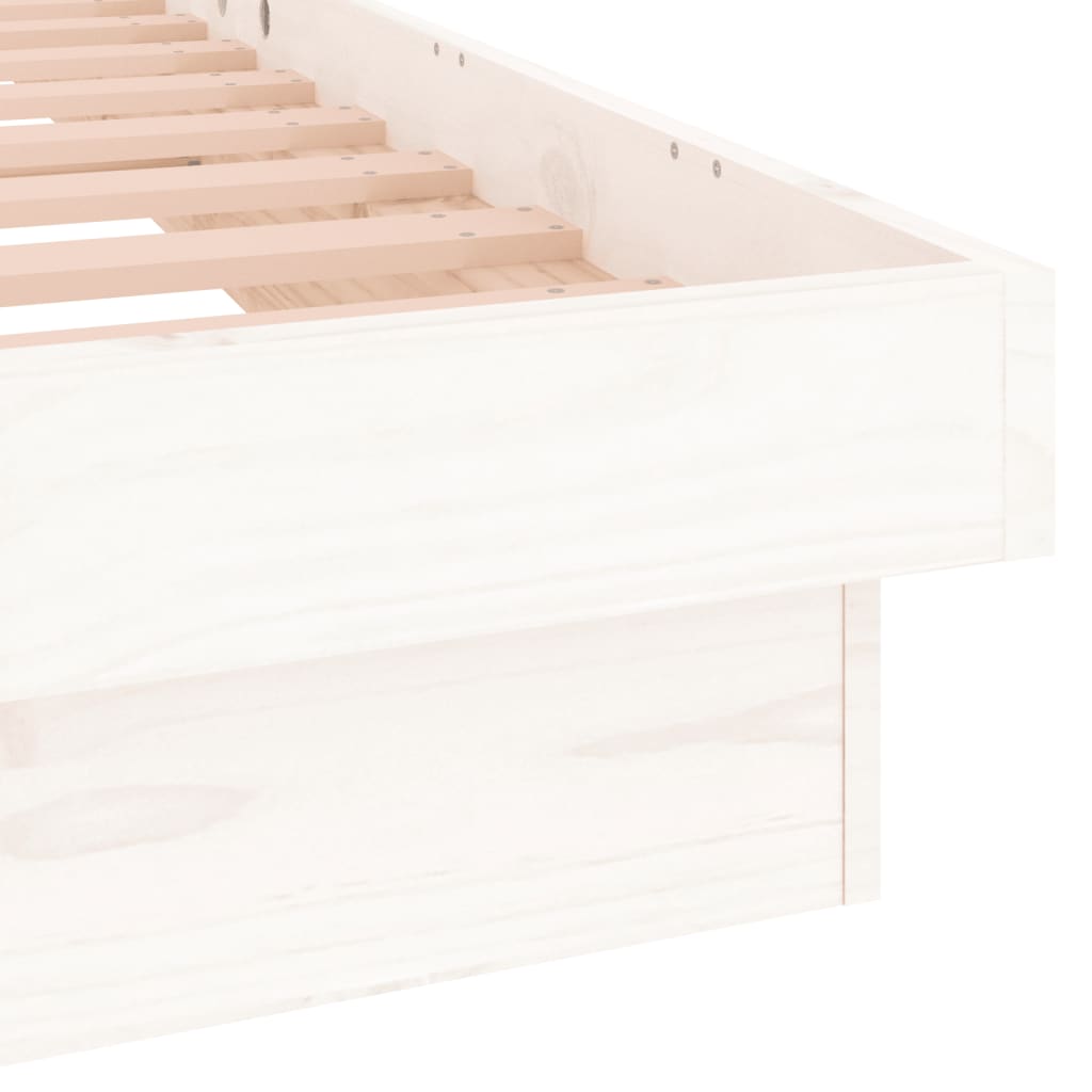sengeramme med LED-lys 90x190 cm Single massivt træ hvid