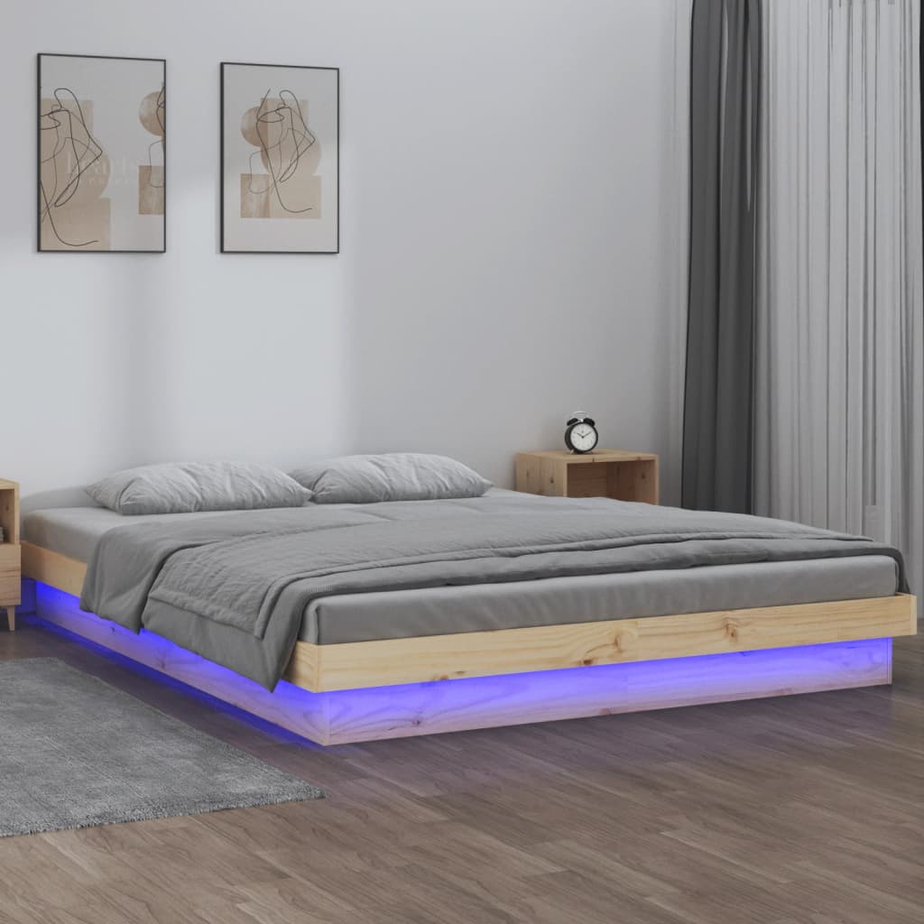sengeramme med LED-lys 120x190 cm Small Double massivt træ