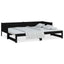 daybed med udtræk 2x(90x200) cm massivt fyrretræ sort