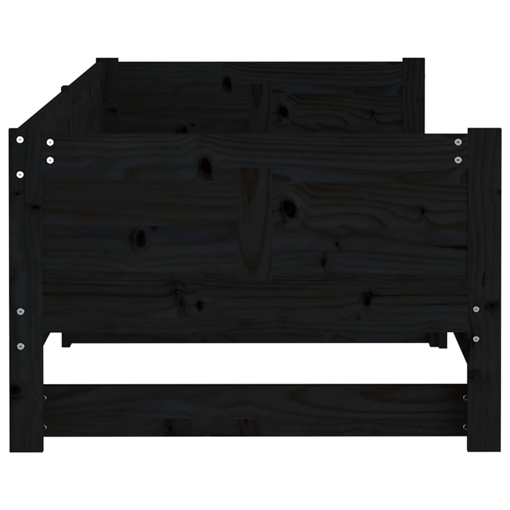 daybed med udtræk 2x(90x190) cm massivt fyrretræ sort