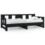 daybed med udtræk 2x(80x200) cm massivt fyrretræ sort