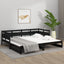 daybed med udtræk 2x(90x190) cm massivt fyrretræ sort