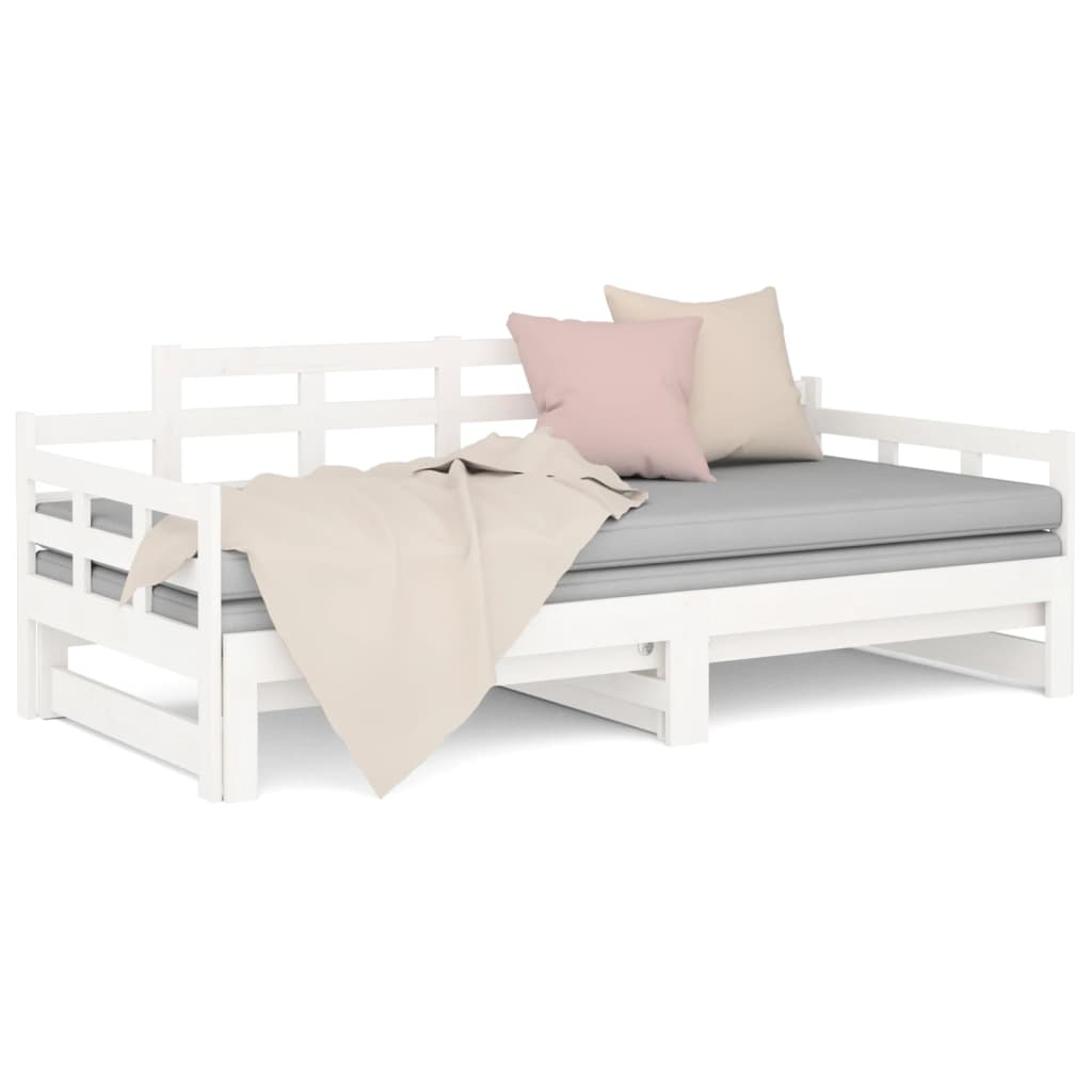 daybed med udtræk 2x(90x200) cm massivt fyrretræ hvid