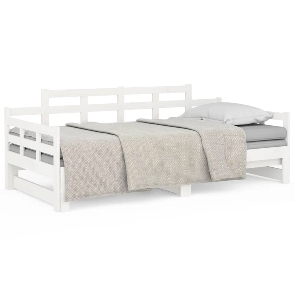 daybed med udtræk 2x(80x200) cm massivt fyrretræ hvid