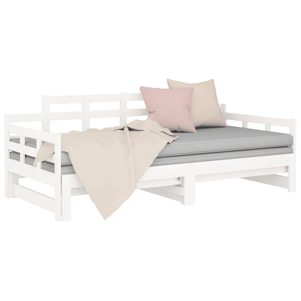 daybed med udtræk 2x(80x200) cm massivt fyrretræ hvid