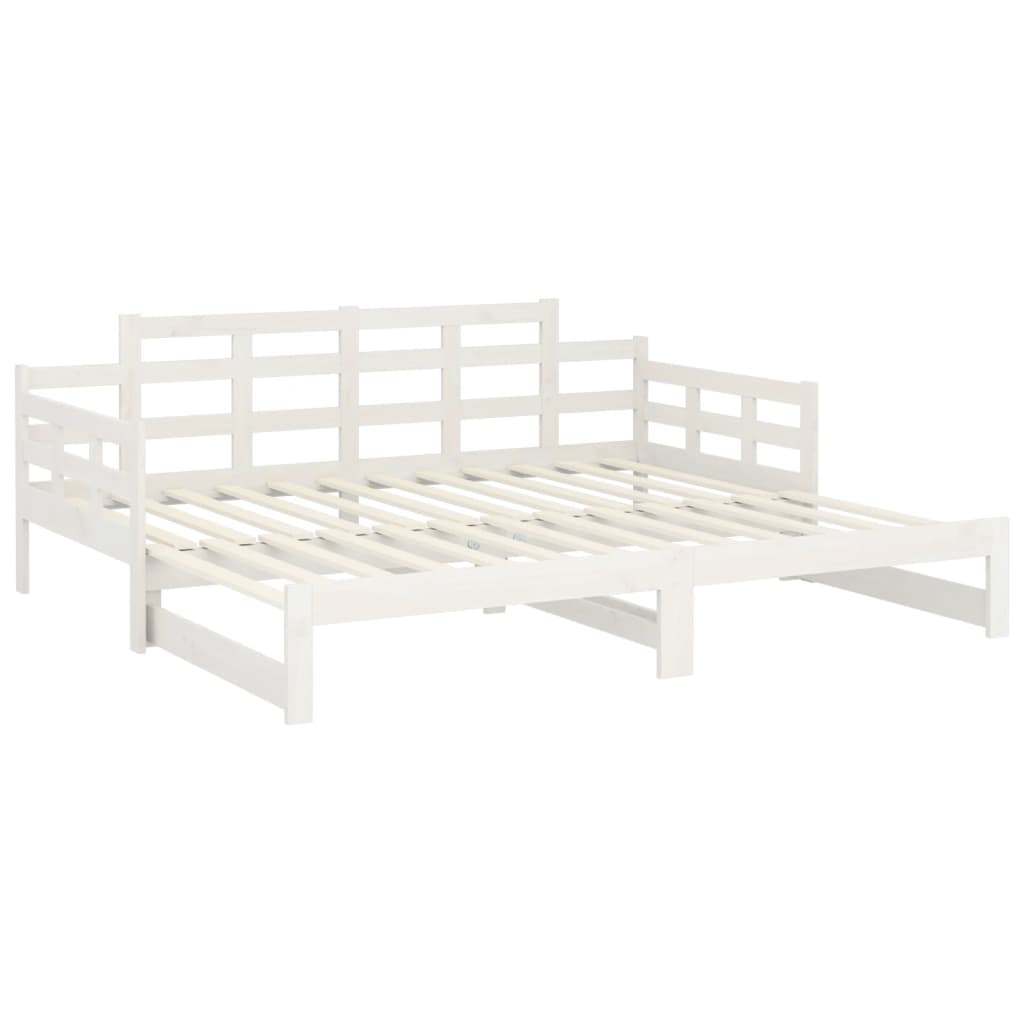 daybed med udtræk 2x(80x200) cm massivt fyrretræ hvid