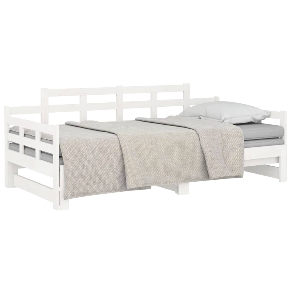 daybed med udtræk 2x(90x190) cm massivt fyrretræ hvid