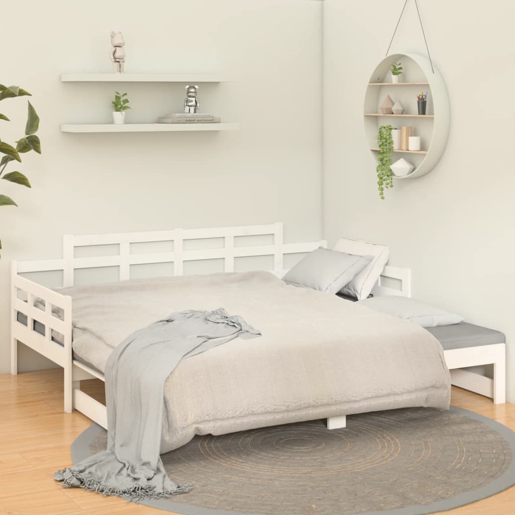 daybed med udtræk 2x(90x190) cm massivt fyrretræ hvid