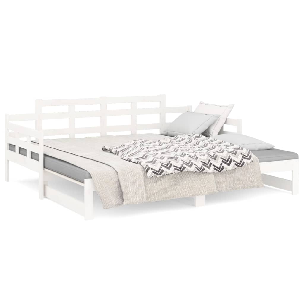 daybed med udtræk 2x(90x190) cm massivt fyrretræ hvid