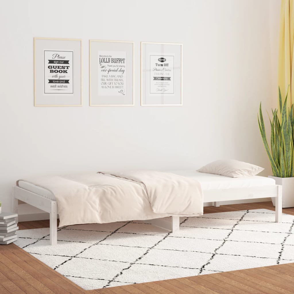 daybed uden madras 90x200 cm massivt fyrretræ hvid