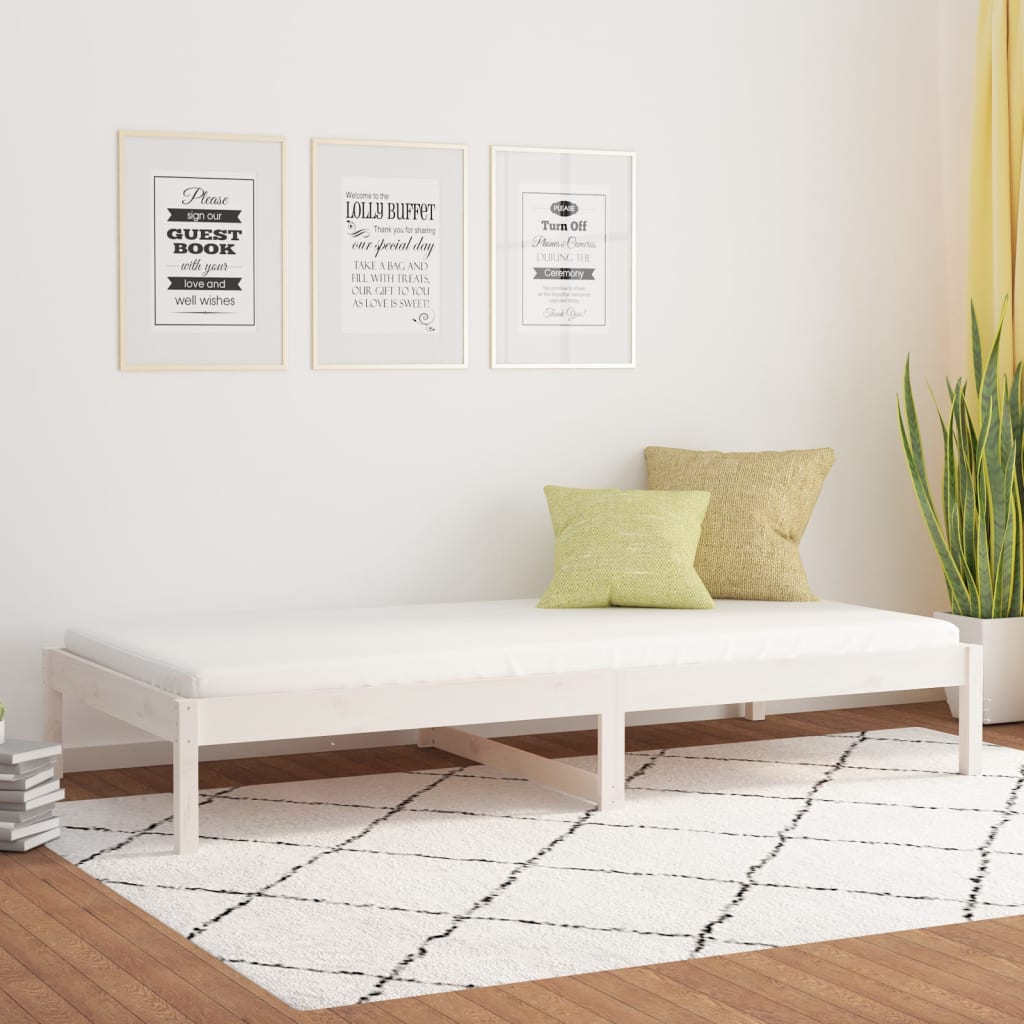 daybed uden madras 90x200 cm massivt fyrretræ hvid
