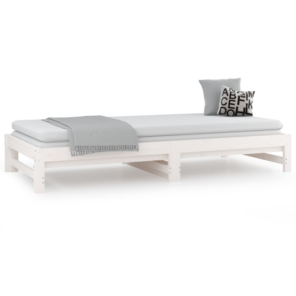 daybed med udtræk 2x(90x200) cm massivt fyrretræ hvid