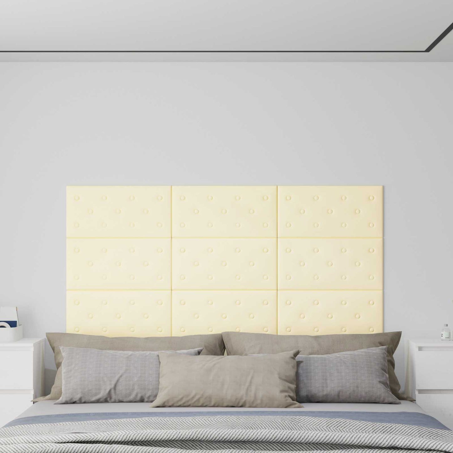 Væghovedgærde 12 pcs Creme 60 x 30 cm Faux læder