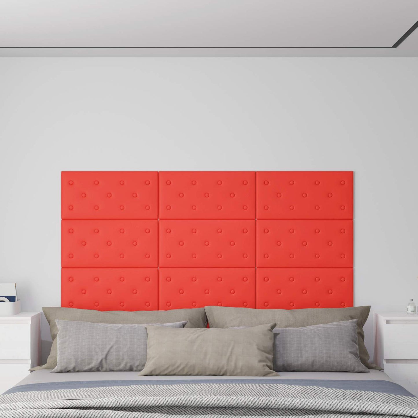 Væghovedgærde 12 pcs Rød 60 x 30 cm Faux læder