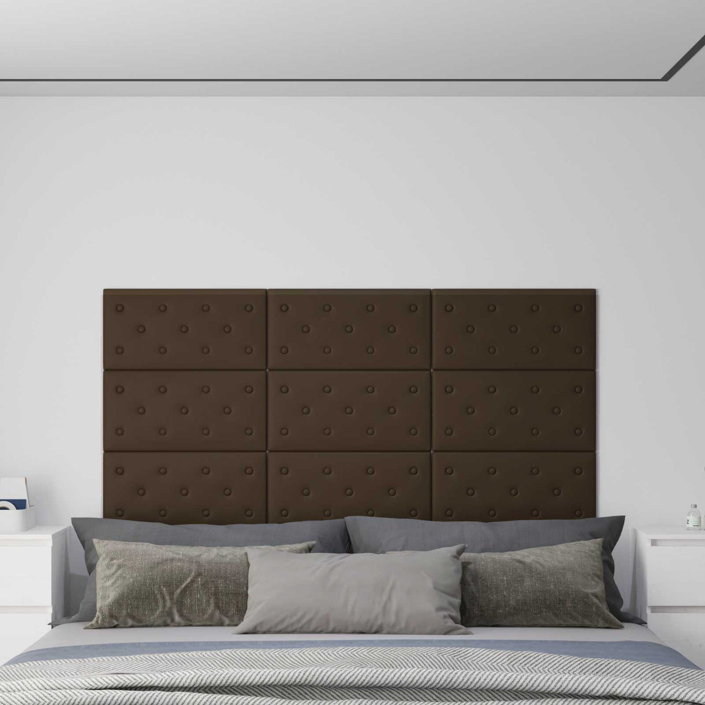 Væghovedgærde 12 pcs Brun 60 x 30 cm Faux læder