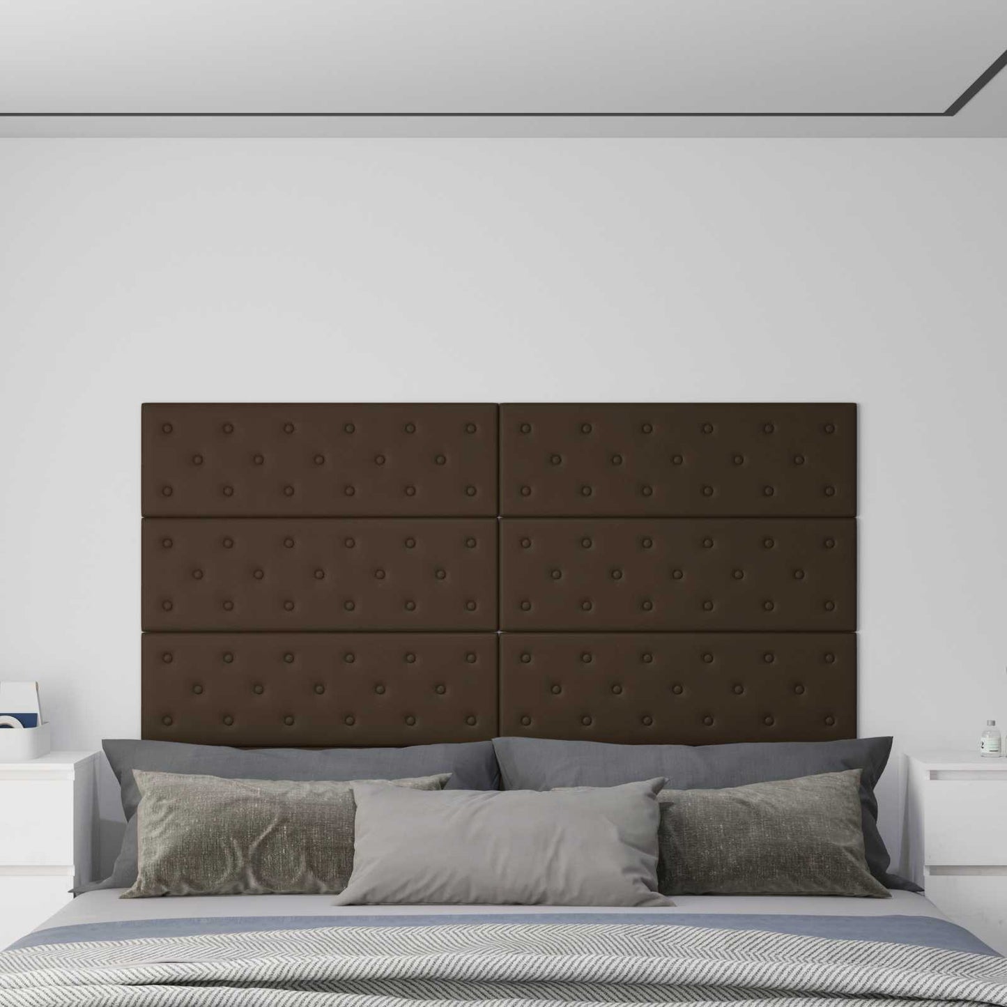 Væghovedgærde 12 pcs Brun 90 x 30 cm Faux læder