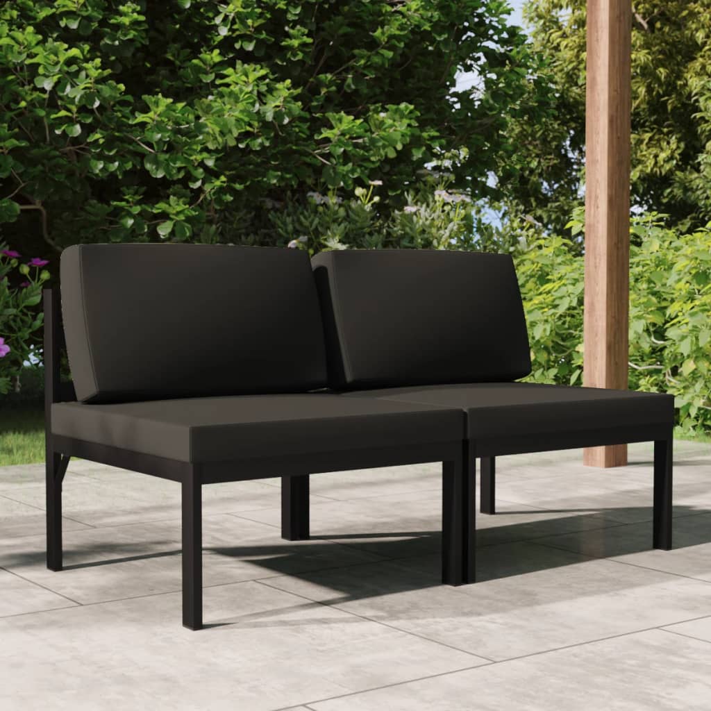 Loungesæt Til Haven 4 Dele Med Hynder Aluminium - Midtermodul (2 stk.)